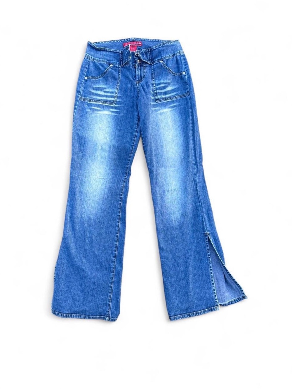Vintage Hot Kiss Y2K Low Rise Flare Jeans Side Slit Size 33